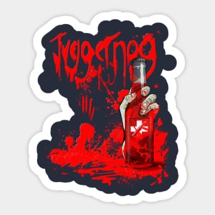 Zombie Hand Bloodied Juggernog on Navy Blue Sticker